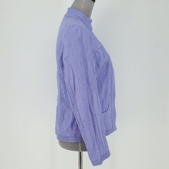 Chicos Jacket 0 Womens 4 Small Lavender Open Front Stretch Cotton Pockets Career - Picture 12 of 13